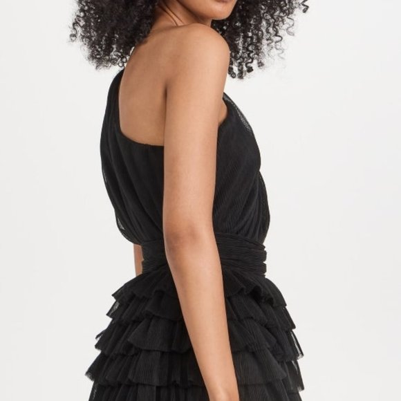 Endless Rose One Shoulder Tiered Tulle Mini Dress Black Size XS - Picture 4 of 6